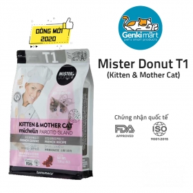 Mister Donut T1  bịch 1.8kg Topping 9 loại thịt - dành cho mèo mẹ và mèo con