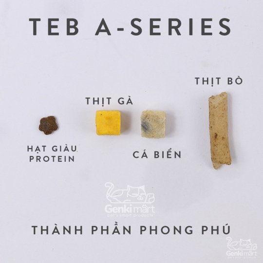 Hạt cho mèo Teb A Series 250 gram - bổ sung thịt đông khô thơm ngon (A1, A3, A5, A7)