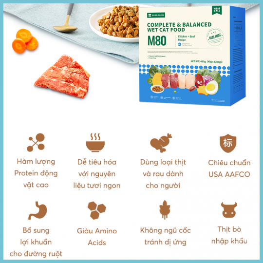 Thịt tươi viên giàu dinh dưỡng Petkit M80 (Công thức tối ưu cho mèo)