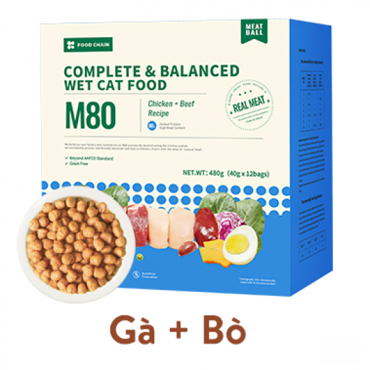 Thịt tươi viên giàu dinh dưỡng Petkit M80 (Công thức tối ưu cho mèo)