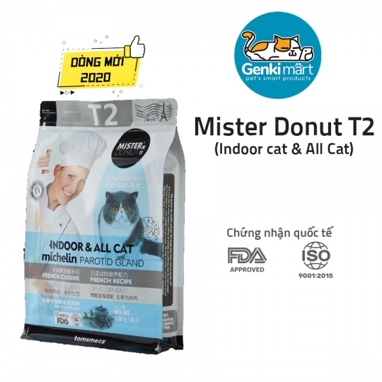 Mister Donut T2  bịch 1.8kg Topping 9 loại thịt - Mèo trưởng thành